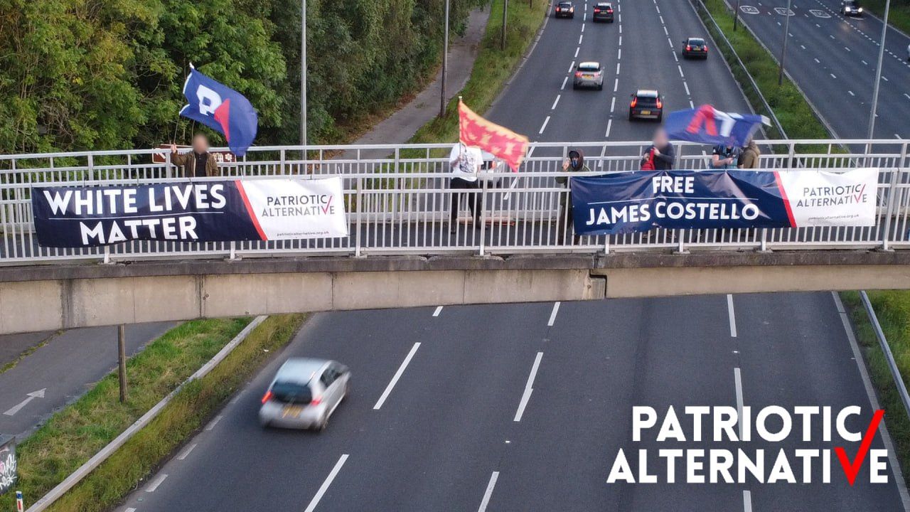 Patriotic Alternative - Dangling Over a Manchester Motoway Today!