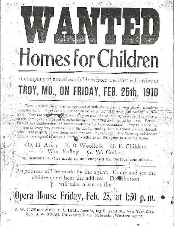 1910 Poster - Orphan Train Movement