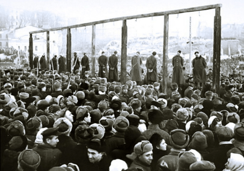 Public punishment of German military criminals in Kiev. 02.02.1946
