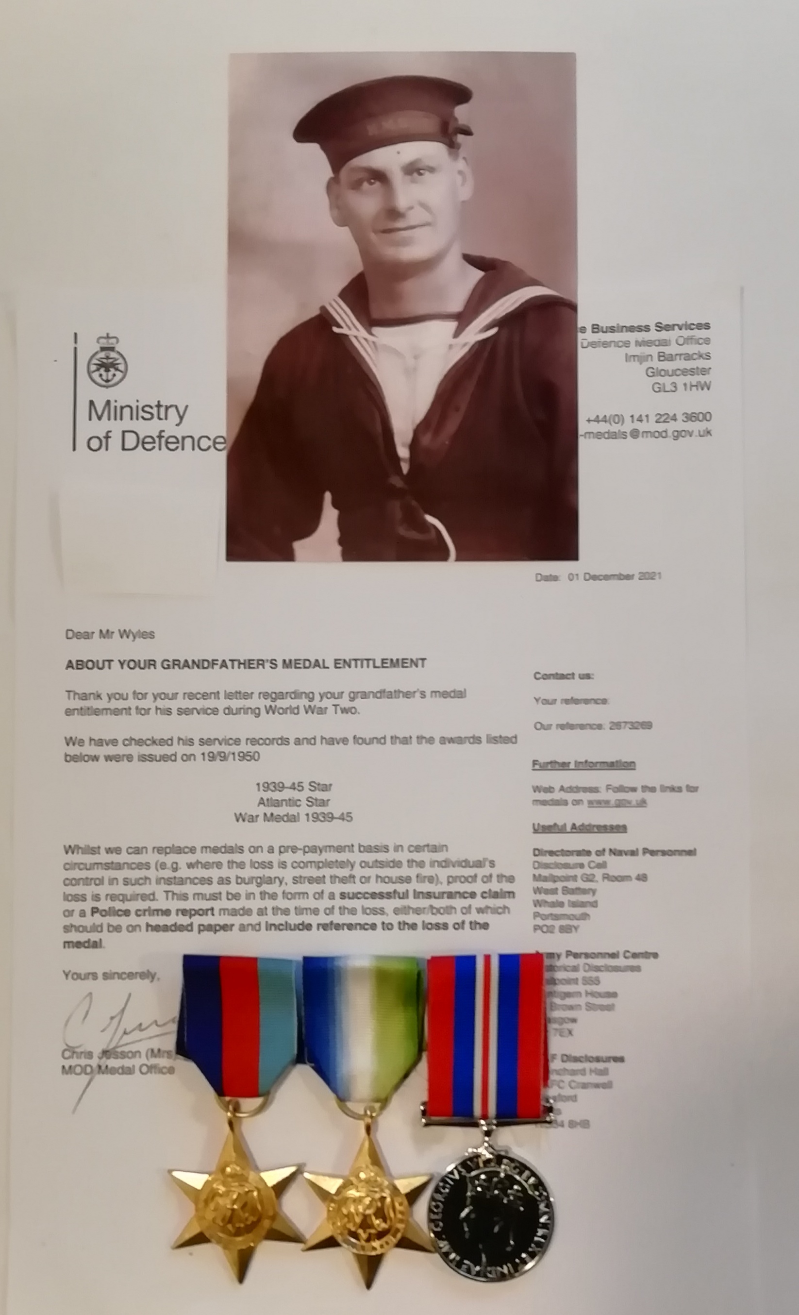 Seaman Arthur Gibson - HMS Beaumaris Castle FY 992 - RNPS!