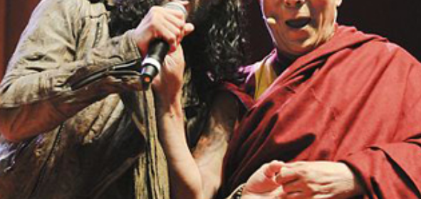 Alleged Rapist Russell Brand (left) - Corrupt 14th Dalai Lama (right)