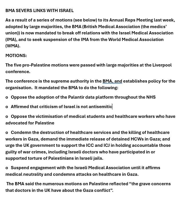 British Medical Council Severs Ties With Israeli Equivalent!