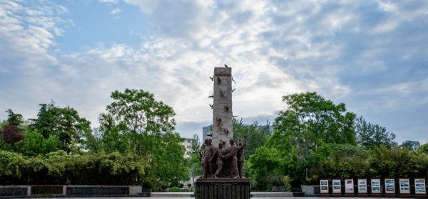 A square commemorating peace is pictured at a museum transformed from the Weihsien concentration camp in Weifang, east China's Shandong Province, on May 2, 2025. (Weihsien West Civilians Concentration Camp Site Museum/Handout via Xinhua)