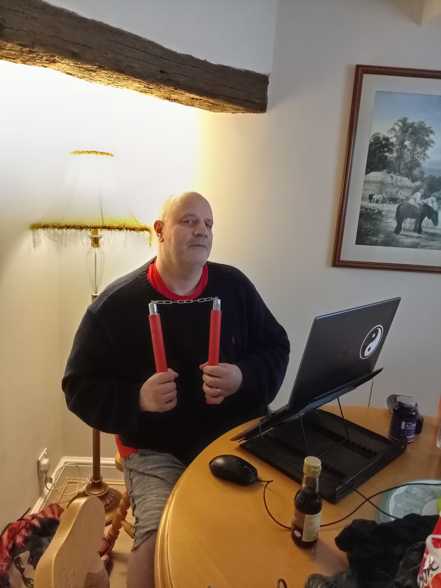 Yes - I am holding a Pair of Training Nunchakus - East Meets West!