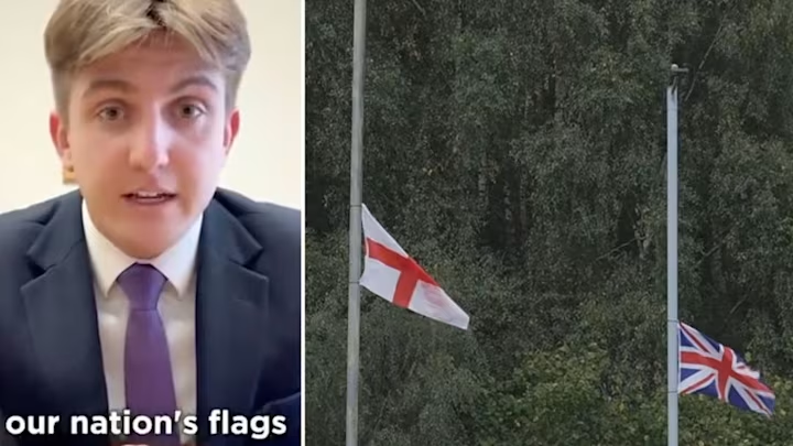 George Finch has asked residents to remove flags from lampposts due to "health and safety issues".
Credit: X / @_GeorgeFinch / ITV News Central