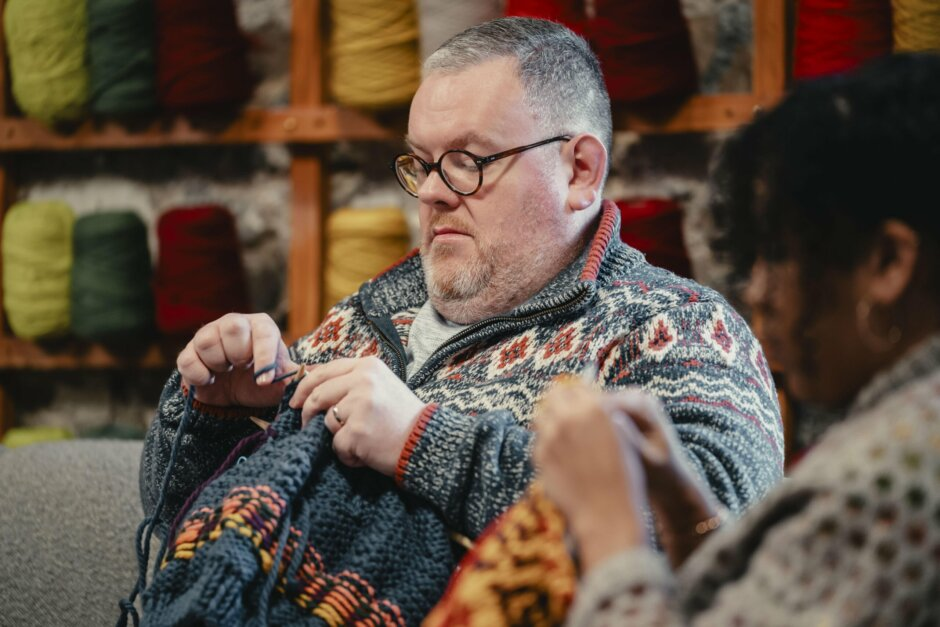 Gordon Cree seen knitting on Game of Wool. Photo: Channel 4