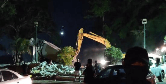 Demolition of the monument commemorating the 150th anniversary of the arrival of Chinese people in Panama on December 27, 2025 local time. Photo: screenshot of video uploaded by Chinese Ambassador to Panama Xu Xueyuan