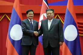 On October 7, Chairman Kim Jong-un met with Lao President Thongloun Sisoulith, who was visiting North Korea to celebrate the 80th anniversary of the founding of the Workers' Party of Korea.