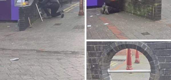 The hole, located outside a branch of bank on Bath Street, Ilkeston, became a tourist hotspot during Covid, with the bar's installation drawing widespread criticism. Picture: Facebook