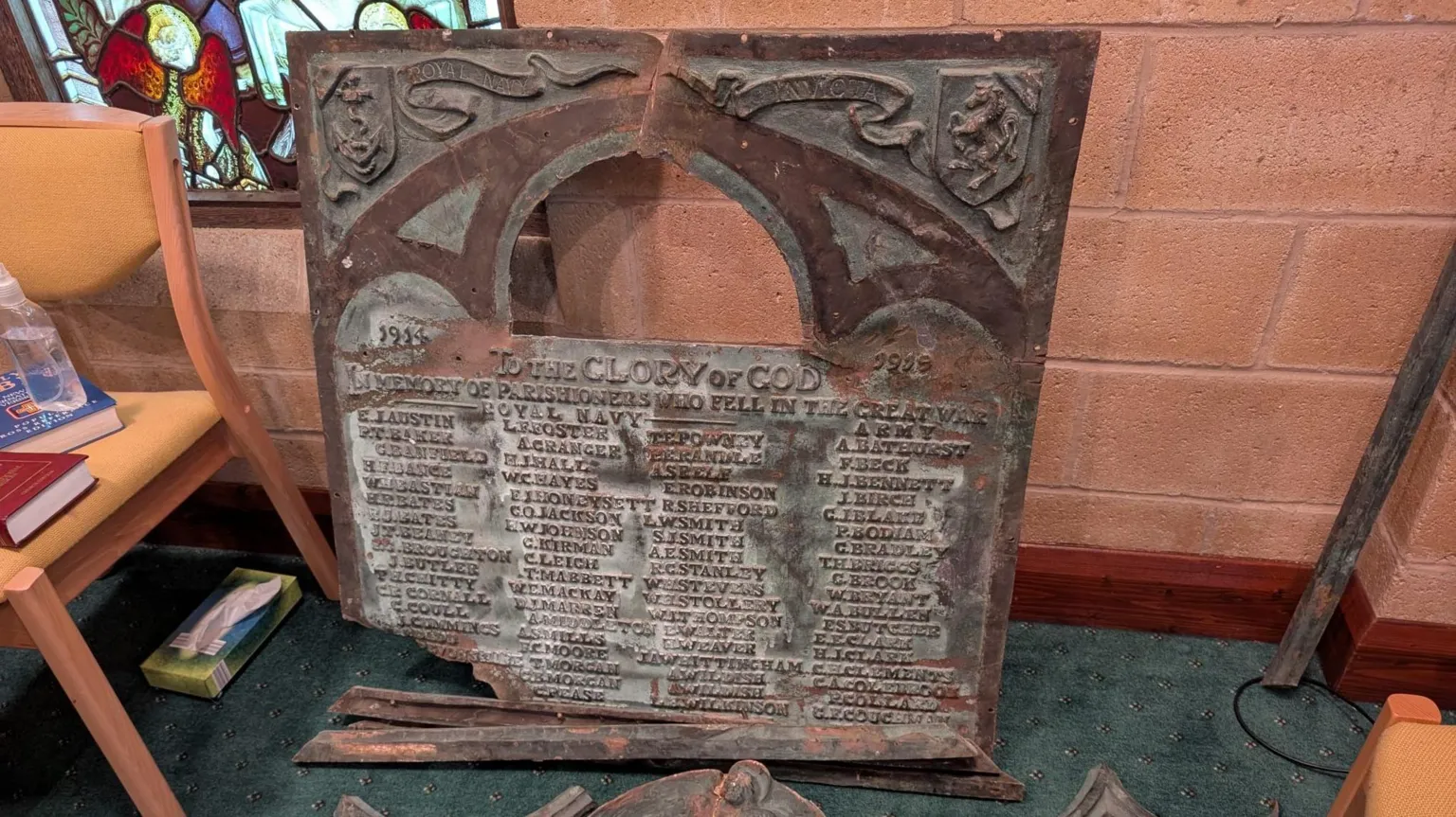 Both plaques were found in scrapyards in Essex, with one substantially damaged
