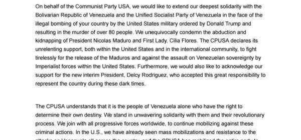 Community Party of the USA - Venezuela - 2026