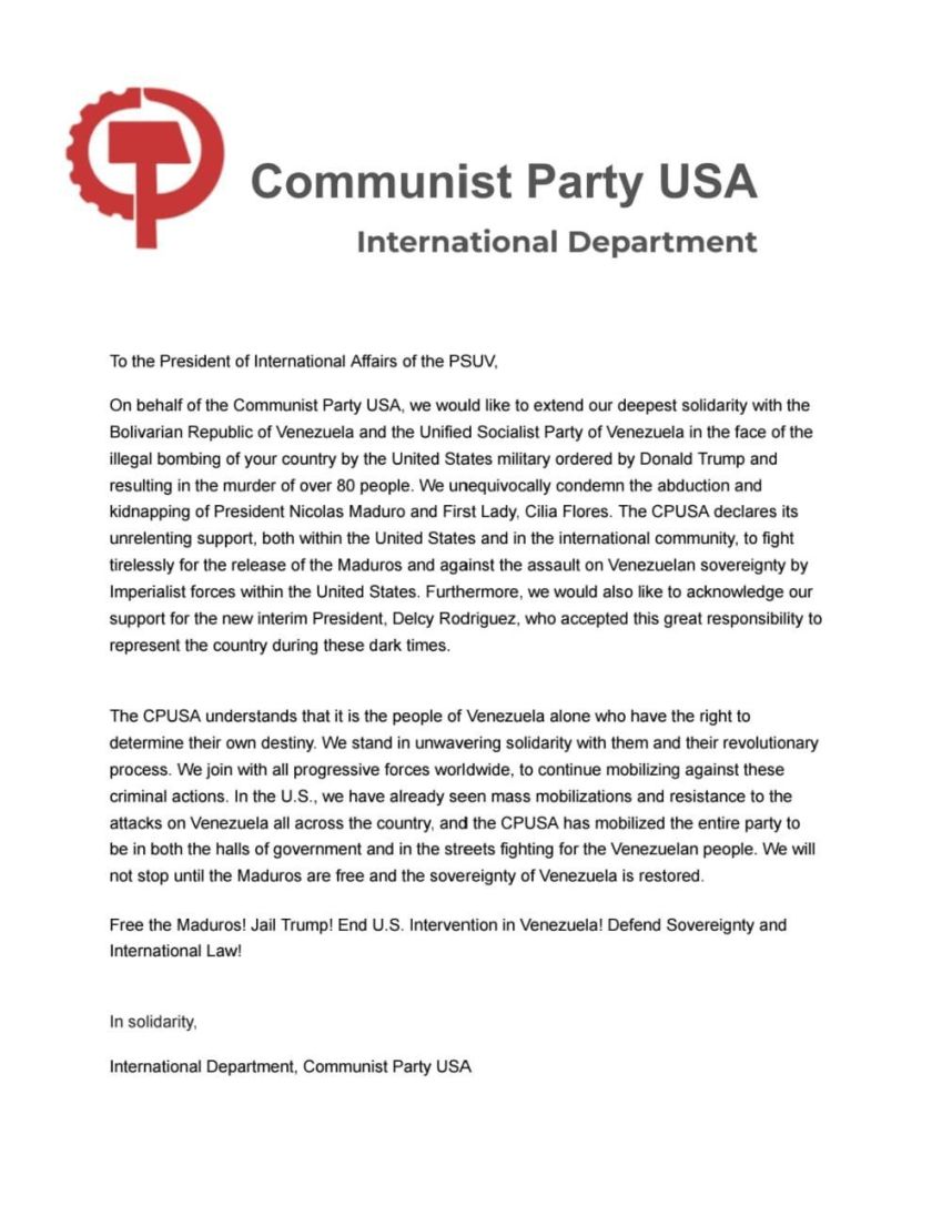 Community Party of the USA - Venezuela - 2026