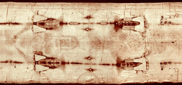 A full-length photograph of the Shroud of Turin, taken in 1931. © Giuseppe Enrie via Wikimedia Commons