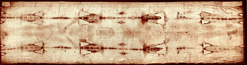A full-length photograph of the Shroud of Turin, taken in 1931. © Giuseppe Enrie via Wikimedia Commons