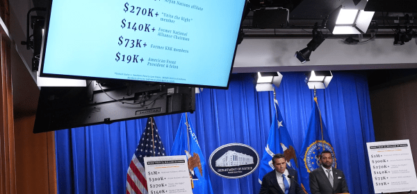 Acting Attorney General Todd Blanche speaks as FBI Director Kash Patel listens during a news conference at the Justice Department on Tuesday in Washington. Jacquelyn Martin/AP