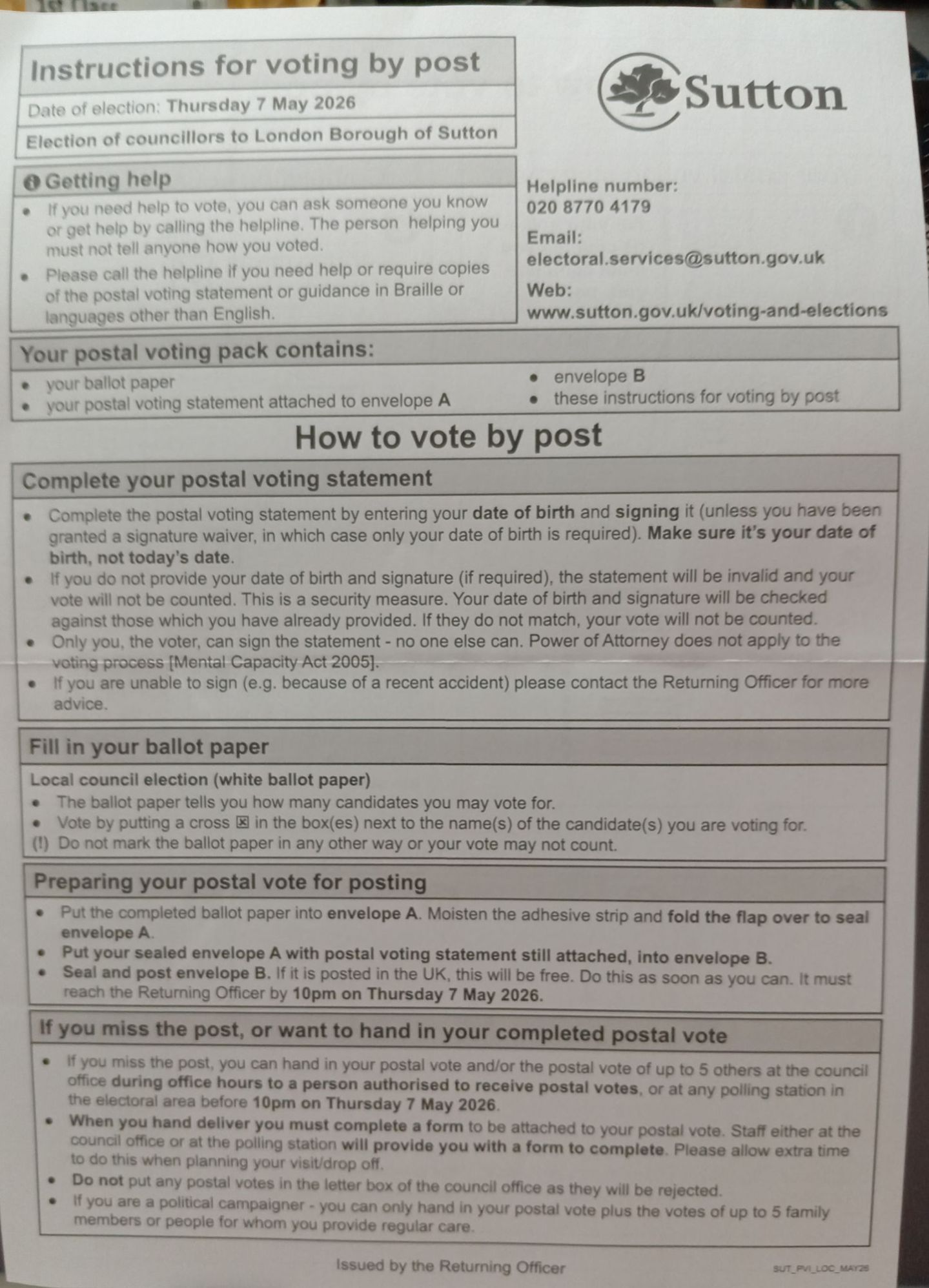 England: Local Council Elections (London) – How a Postal Vote Works ...