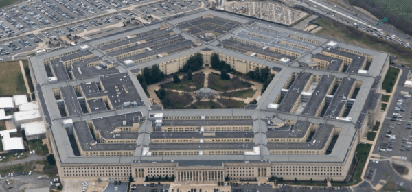 This file photo taken on Feb. 19, 2020 shows the Pentagon seen from an airplane over Washington, D.C., the United States. (Xinhua/Liu Jie)