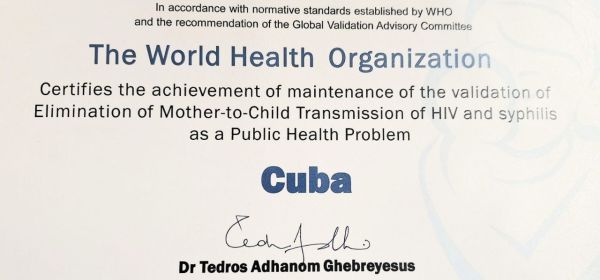 WHO Recognises Cuba's Contribution To World Health"