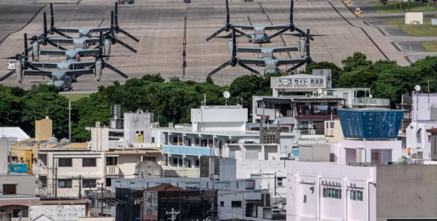 One of the US bases in Okinawa lies at the heart of Ginowan city