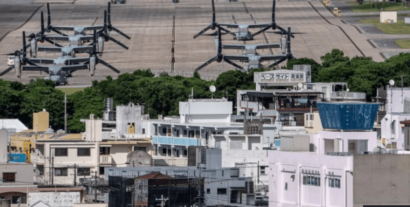 One of the US bases in Okinawa lies at the heart of Ginowan city