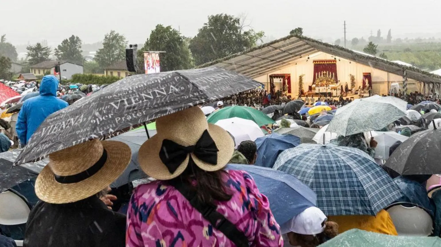 Worshippers at a Mass organised by the Society of Saint Pius X in Switzerland on Wednesday