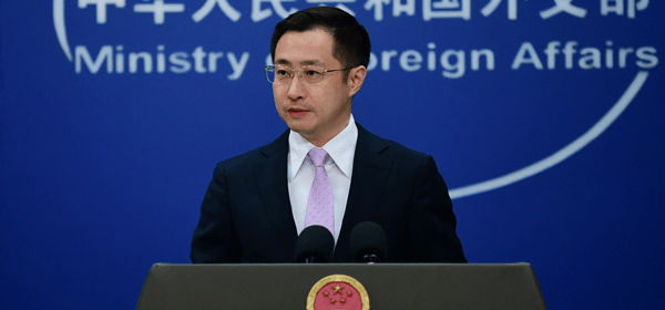 Chinese foreign ministry spokesperson Lin Jian speaks at a regular press conference, July 21, 2026.(Photo/Chinese foreign ministry)