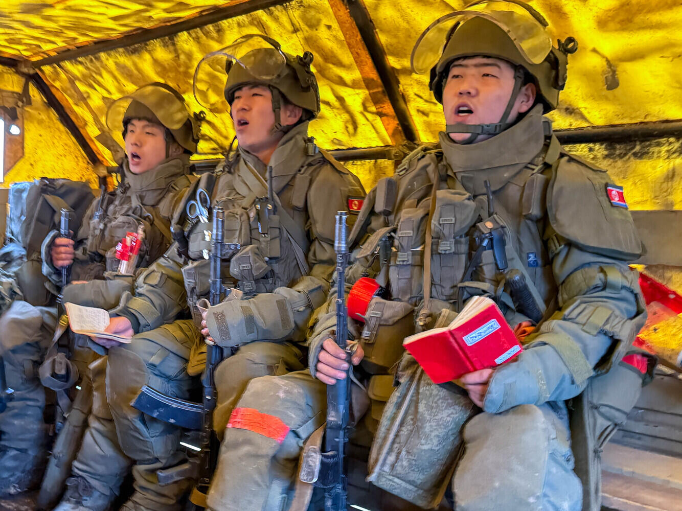 DPRK Infantry Study Socialist (Juche) Ideology Going into Battle!