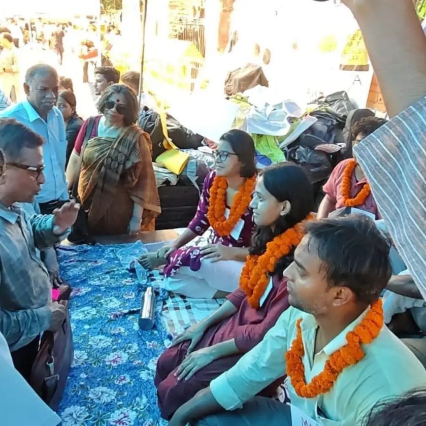 1. Neha, AISA President  2. Danish, JNUSU Jt. Secretary  3. Manish, AISA UP President  4. Deepak, AISA DU Vice President  5. Hrishikesh, President, Barak Hostel JNU  6. Aameen, Former CC Member, AUD Students Council