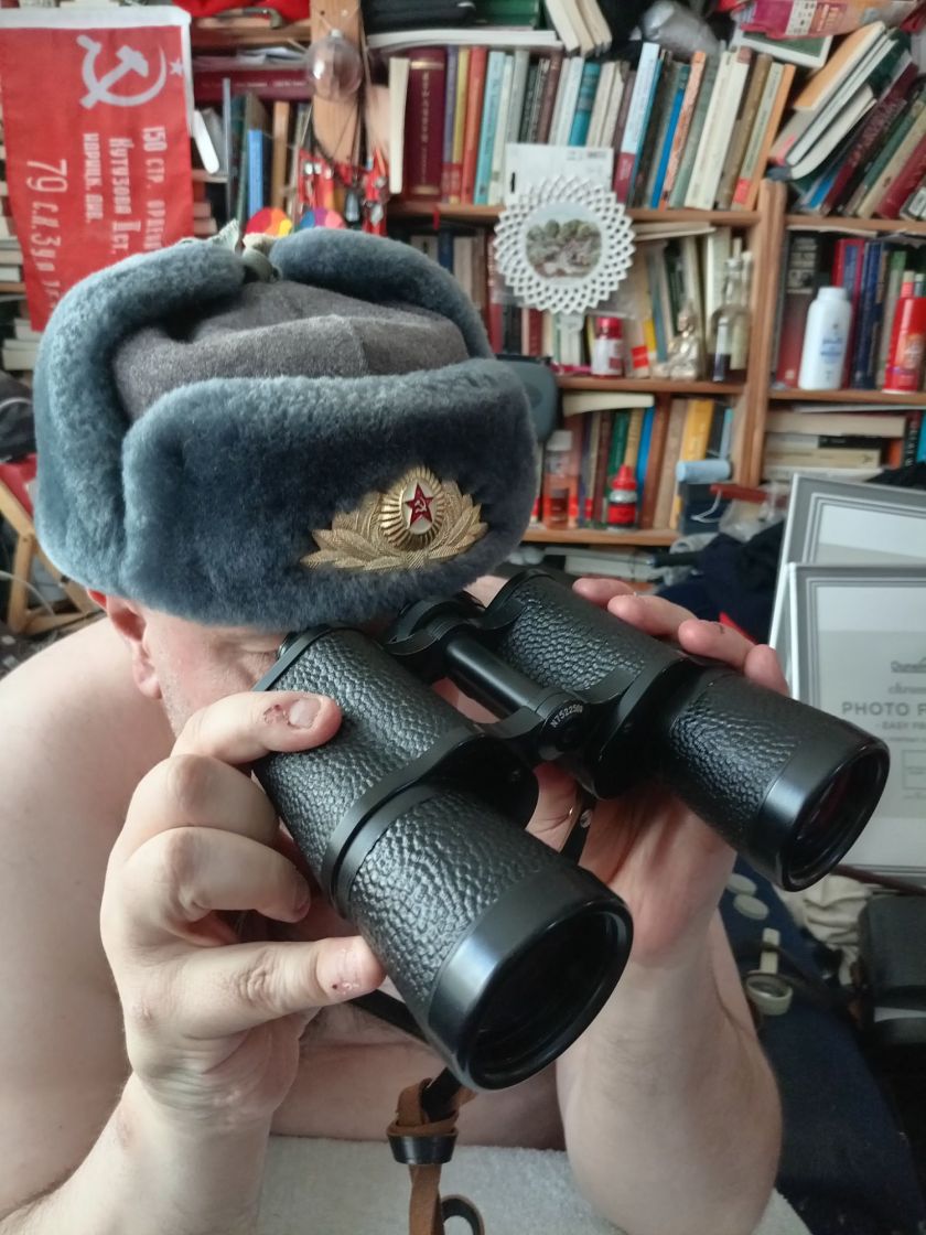 Soviet Binoculars & Soviet Hat
