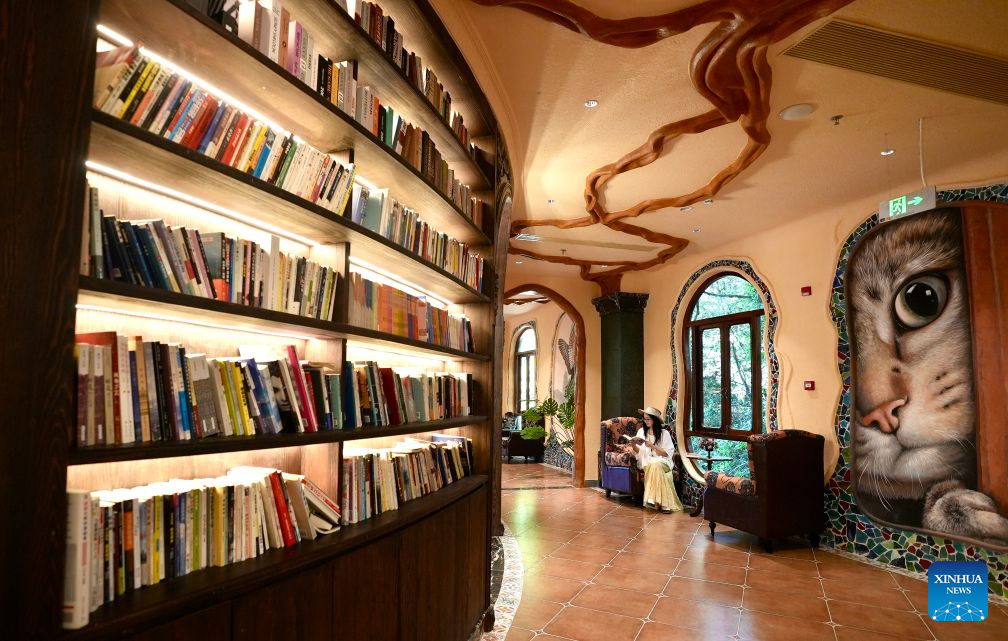 Sinkhole-turned library in Wuyuan County, east China's Jiangxi Province!