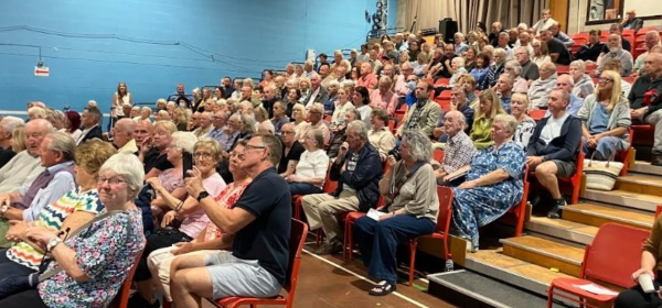 The packed public meeting chaired by MS Janet Finch Saunders at Beaumaris. Image: Dale Spridgeon