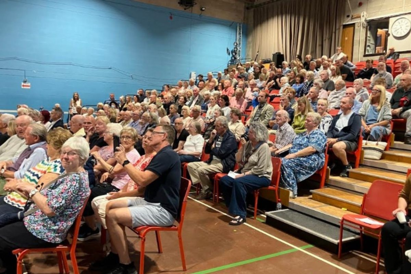 The packed public meeting chaired by MS Janet Finch Saunders at Beaumaris. Image: Dale Spridgeon