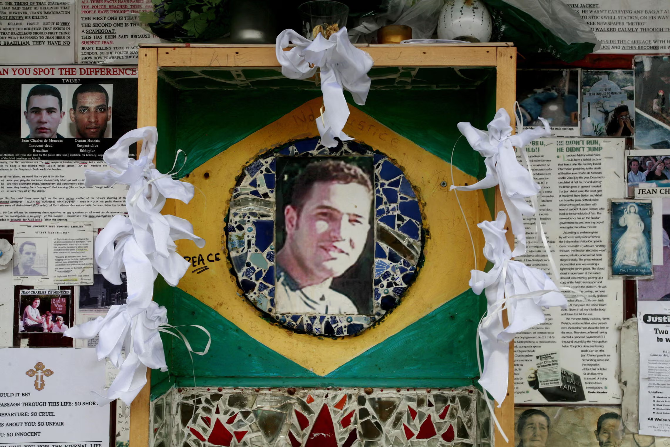 A memorial to Jean Charles de Menezes outside Stockwell tube station in London. Boutcher said the SDS should never have spied on the dead man’s family. Photograph: Stephen Kelly/PA