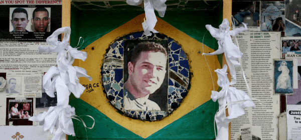 A memorial to Jean Charles de Menezes outside Stockwell tube station in London. Boutcher said the SDS should never have spied on the dead man’s family. Photograph: Stephen Kelly/PA