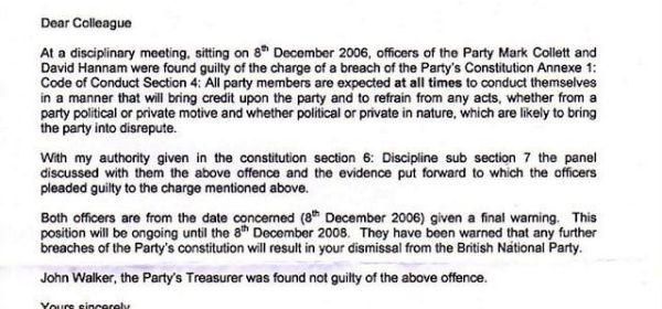 BNP Disciplinary Letter 8.12.2026