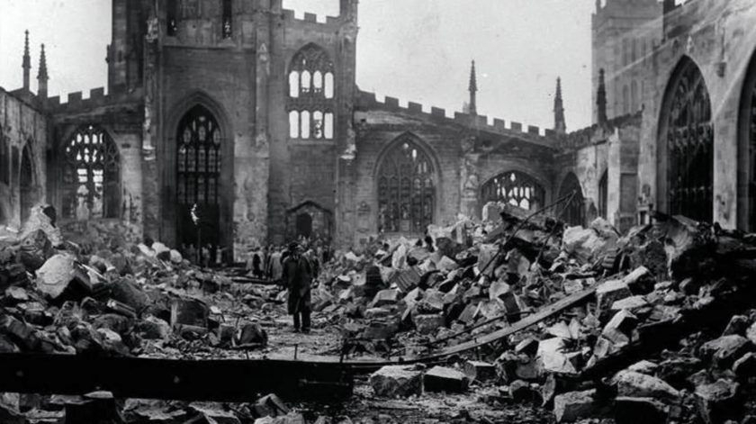 St Michael's Cathedral was destroyed during the Coventry Blitz, in which 554 people were killed