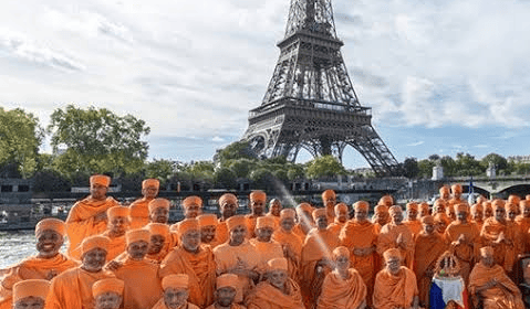 Bochasanwasi Akshar Purushottam Swaminarayan Sanstha (BAPS) group visited the iconic landmark in Paris on Saturday