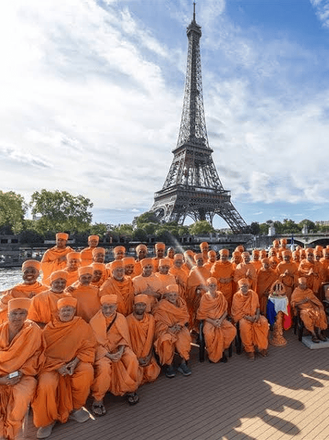 Bochasanwasi Akshar Purushottam Swaminarayan Sanstha (BAPS) group visited the iconic landmark in Paris on Saturday
