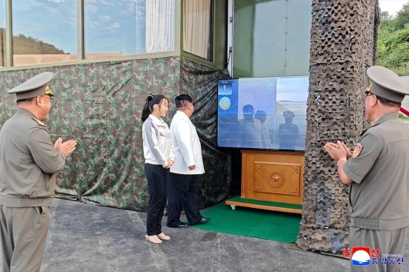 Chairman Kim Jong-un observed the test launch on-site together with his daughter, Ju-ae.