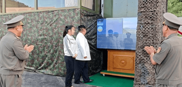 Chairman Kim Jong-un observed the test launch on-site together with his daughter, Ju-ae.