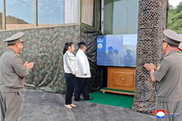 Chairman Kim Jong-un observed the test launch on-site together with his daughter, Ju-ae.