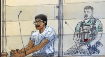 Rohan Rane at his trial in a Paris court