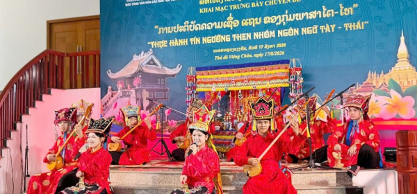 At the opening of the Tay-Thai Then heritage exhibition co-hosted by the Vietnamese Embassy in Vientiane on August 17, 2026, celebrating 64 years of Vietnam-Laos diplomatic ties.